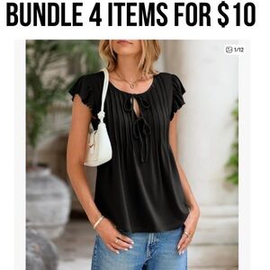 *4 FOR $10* 
Elegant Black Ruffle Sleeve Top Size M NWOT